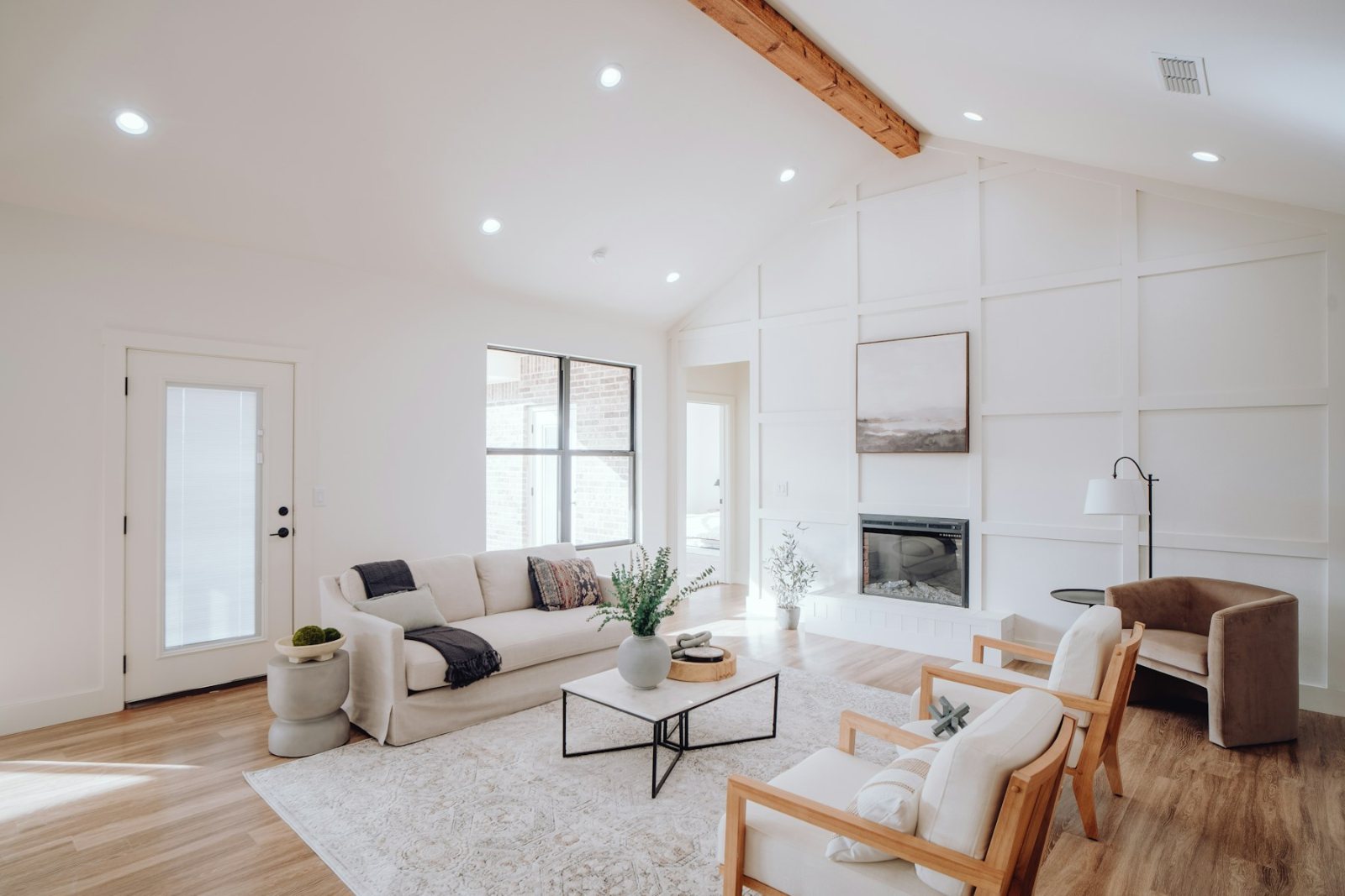 Bright white living room painted by Faberwurk, Los Angeles